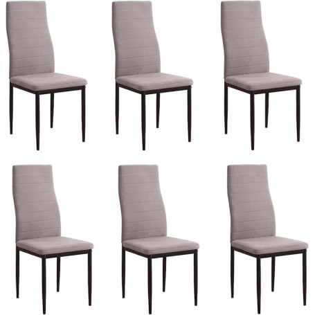 Lot de 6 Chaises Tapissées Rachel - Design Élégant pour Salon et Salle à Manger