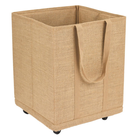 Panier en Jute Naturel à Roulettes - Sac de Rangement Multifonction 100L