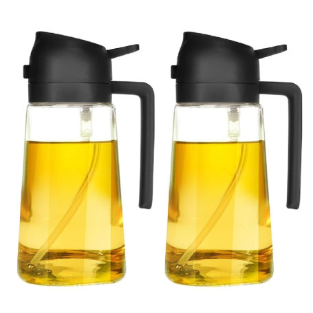 PintoCer Distributeur d'Huile 2 en 1 avec Pulvérisateur et Verseur en Verre