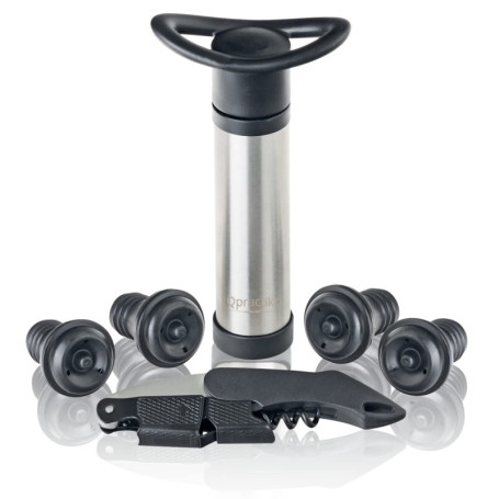 Coffret Élégant d'Accessoires pour Vin Qpractiko - Pompe à Vide et Bouchons en Silicone