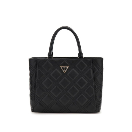 Sac Tote Deesa Noir en PU Matelassé avec Bandoulière Amovible