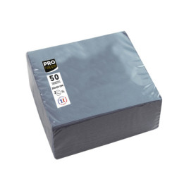 Serviettes Cocktail Pro Nappe - 50 pièces en Papier Micro-Gaufré Gris 20x20 cm