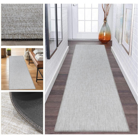 Tapis Vinyle Tressé Antidérapant Beige pour Cuisine et Chambre