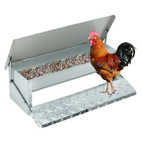 Mangeoire Automatique pour Poules QWORK - 5 KG en Acier Inoxydable