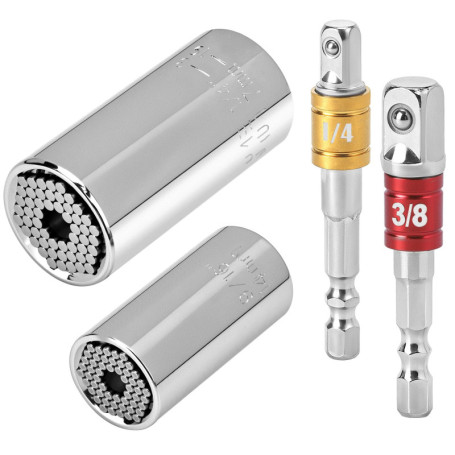 QWORK Set de 4 Clés à Douille Universelles avec Douilles Multifonctions