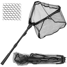 Épuisette de Pêche Pliable QWORK 90 cm avec Poignée en Aluminium
