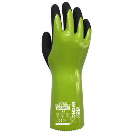 Gants de sécurité Wonder Grip Chem Defender WG-658L - Protection chimique et adhérence optimale