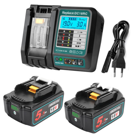 Kit de Démarrage Powarobor : 2 Batteries Li-ION 18V 5,5Ah et Chargeur DC18RC