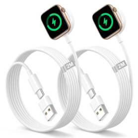 Chargeur Magnétique 2M pour Apple Watch - Lot de 2 Câbles USB-C