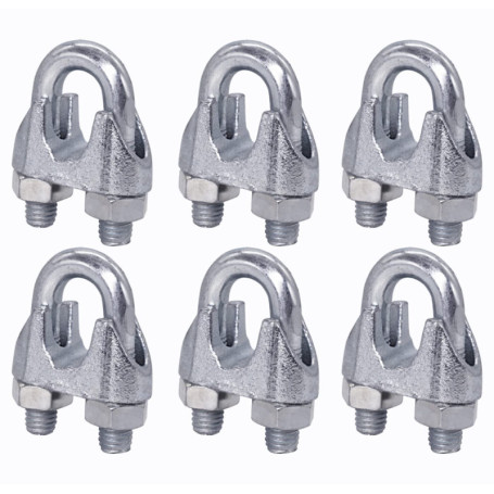 Lot de 6 colliers de serrage M10 en acier pour câbles Ø 14 mm