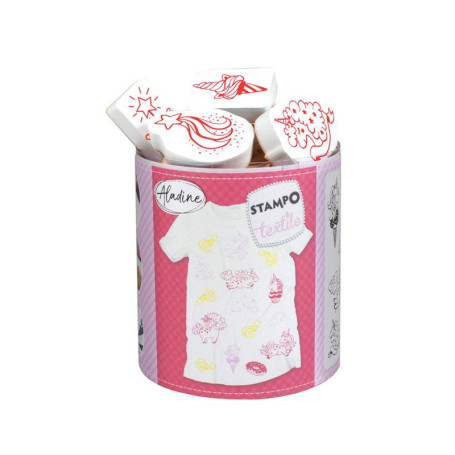 Kit de Tampons Textile Licorne - Aladine avec Encreur Inclus