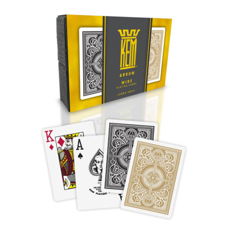 KEM Arrow - Cartes de Poker Premium en Plastique Noir et Or