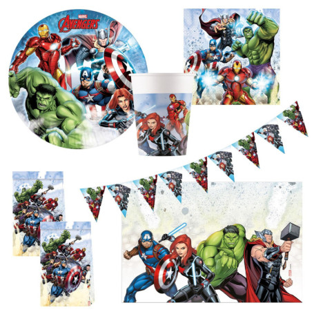 Set de Vaisselle Jetable Avengers pour Anniversaire - 46 Pièces Colorées