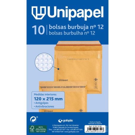 Lot de 10 Enveloppes Rembourrées en Kraft Unipapel - Protection Optimale pour Vos Envois