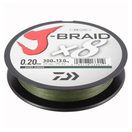 Daiwa J Braid 8 Tresse 300m Vert Foncé - Ligne de Pêche de Haute Qualité