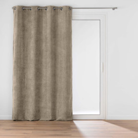 Rideau à Oeillets Velours Chenillé Leo Sable 140x260 cm