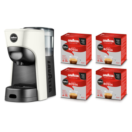 Cafetière Lavazza A Modo Mio Tiny Eco Bianca avec 64 capsules incluses