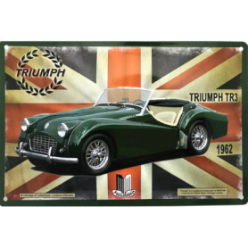 Plaque Métal Rétro Triumph TR3 1962 - Décoration Murale Vintage 20x30 cm