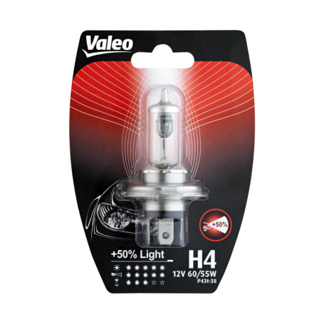 Ampoule Halogène Valeo +50% LIGHT H4 60/55W - Lot de 1