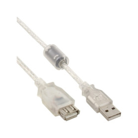 Rallonge USB 2.0 InLine 1 m avec Noyau de Ferrite - Transparent