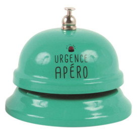 Sonnette Urgence Apéro en Métal - Gadget Amusant Bleu