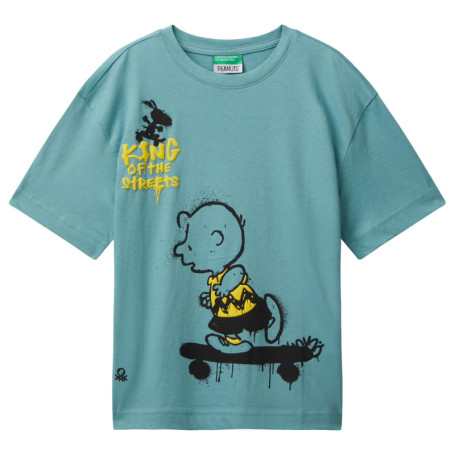 T-Shirt Enfant Vert United Colors of Benetton avec Impression Multicolore