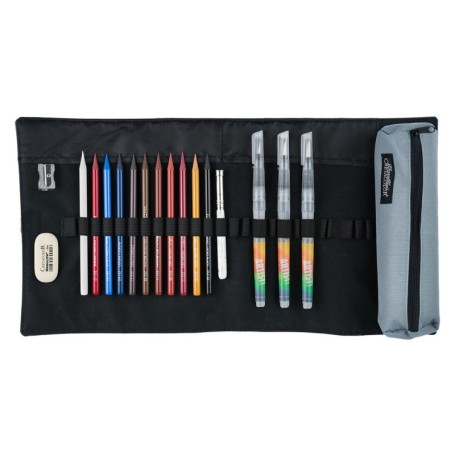 Kit d'Artiste Édition Automne CRETACOLOR avec Étui à Rouleau - 18 Pièces