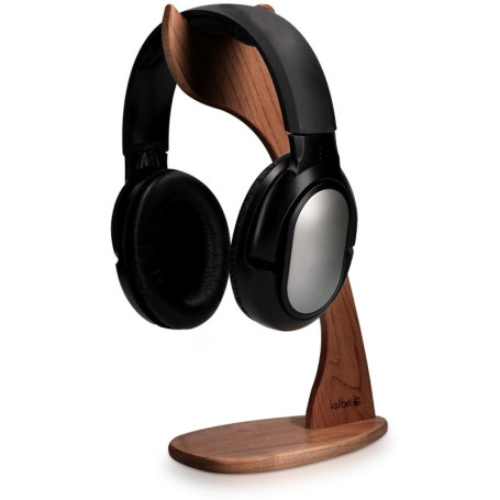 Support Casque Audio en Bois de Noyer - Porte-Casque Universel Design