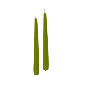 Lot de 12 Bougies Coniques Vert Olive - 30 cm