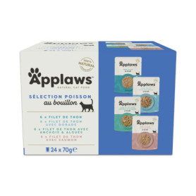 Applaws Nourriture Humide Naturelle pour Chat - Multipack de 24 Poches de Poissons en Bouillon