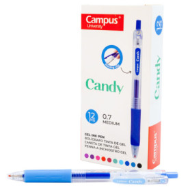 Lot de 12 Stylos à Encre Gel Campus Candy - Bleu Ciel, Rechargeables et Ergonomiques