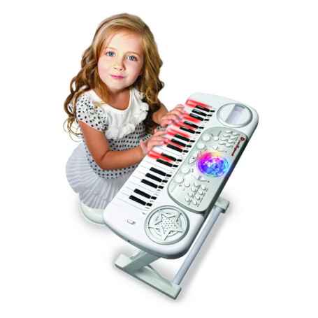 Clavier Électronique Enfant DQB DeQUBE avec Tabouret et Lumières Disco