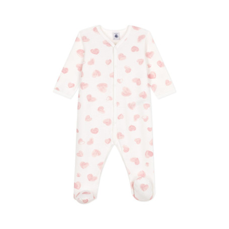 Pyjama Bébé en Molleton Doux avec Imprimé Cœurs - Petit Bateau