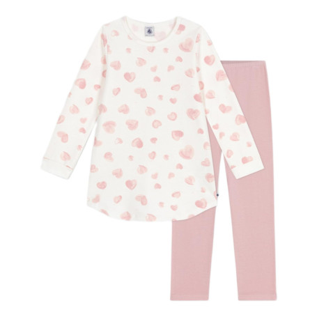 Chemise de Nuit et Legging Enfant en Molleton Cœurs - Petit Bateau