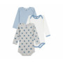 Lot de 3 bodies manches longues étoiles pour bébé - Petit Bateau
