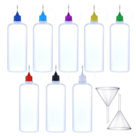 Set de 8 Flacons Pipette 100ml avec Entonnoirs - Précision pour Colles et Peintures