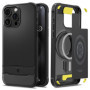 Coque Magnétique Spigen Rugged Armor pour iPhone 15 Pro - Fibre de Carbone Noir Mat