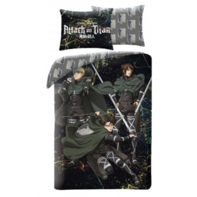 Parure de lit Attack on Titan - Housse de couette et taie d'oreiller 140x200 cm