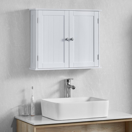 Armoire de Salle de Bain Murale à Double Porte - Blanc