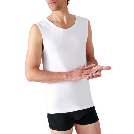 Débardeur Thermique Homme Damart - Maille Classique Blanc