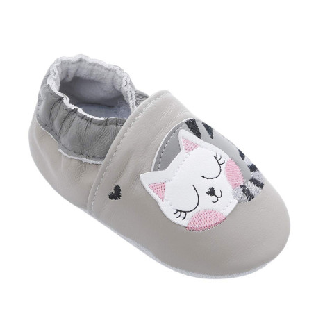 Mocassins en Cuir Souple pour Bébé - Chaussures Légères Chaton 18-24 Mois