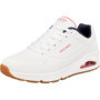 Baskets Skechers Uno Stand on Air pour Homme - Blanc Durabuck avec Détails Navy et Rouge