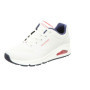 Baskets Femme Skechers Uno Stand Air - Blanc Durabuck avec Détails Navy et Rouge