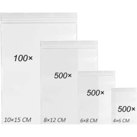 ASelected Lot de 1600 Sachets Plastiques Zip Réutilisables - 4 Tailles Variées