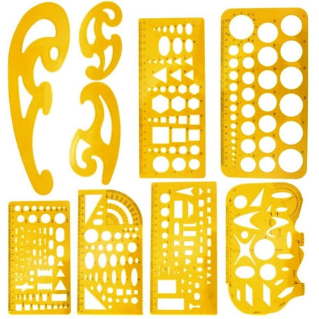 Set de 9 Règles Courbes Françaises pour Dessin Technique - KAHEIGN