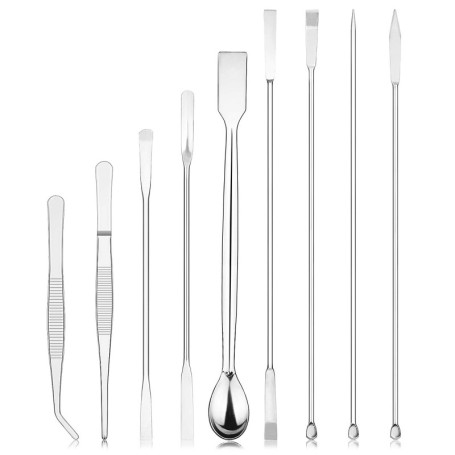 Set de 9 Cuillères et Spatules en Acier Inoxydable pour Laboratoire