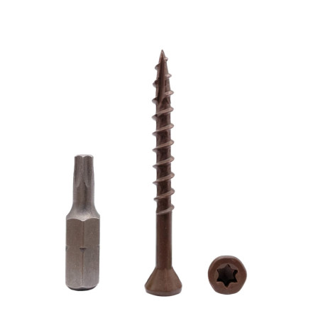 Lot de 600 vis à bois marron anticorrosion 4,2 x 45 mm avec tête Torx
