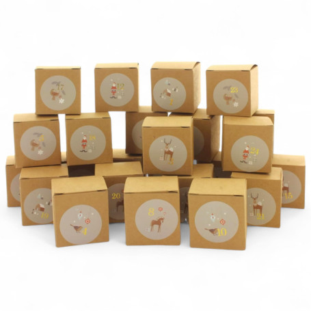 Calendrier de l'Avent DIY avec 24 Boîtes à Remplir et Autocollants