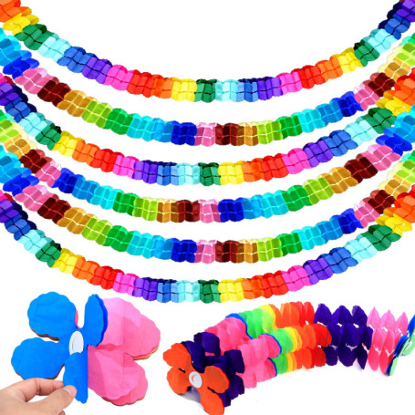 Guirlandes Colorées en Papier Trèfle à Quatre Feuilles - 6 Pièces pour Fêtes et Événements
