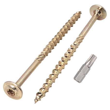 Lot de 4 vis à bois galvanisées 8x140 mm avec tête Torx